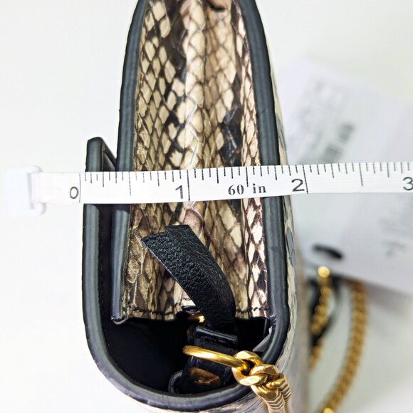 Balmain B-Buzz Snakeskin-Embossed Leather Gold Chain Clutch Wallet (MSRP $1,095) - Picture 14 of 16